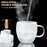 SISXSO Double Wall Insulated Glasses Espresso Cups Set of 4, 5 oz Clear Coffee Cups with Handle, Espresso Shot Glasses, Suit for Espresso Machine, Latte, Cappuccino, Glass Coffee Mugs
