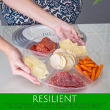 SISXSO 6 Sectional Round Plastic Serving Tray/Platters Clear Pack of 2