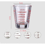 SISXSO 2 Pack 1 OZ Shot Glasses Measuring cup Espresso Shot Glass Liquid Heavy Glass Wine Glass, 26-Incremental Measurement, 6 Tsp, 2 Tbs, 30ml By BCnmviku (2pack-White)