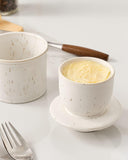 Pote de manteiga de porcelana, pote de manteiga francês para balcão, pote de manteiga com linha de água para manteiga fresca para barrar - branco salpicado 