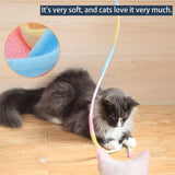 SISXSO 2 PCS Interactive Cat Rainbow Wand Toys, Interactive Cat Teaser Wand String, Colorful Ribbon Charmer for Cats and Kittens