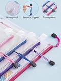 SISXSO 18 Pack 8 Sizes Mesh Pouch, 9 Colors, Waterproof Zipper File Bags Document Multipurpose Travel Bags for Office Supplies Cosmetics Travel Accessories