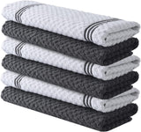 SISXSO Premium Kitchen Towels – Pack of 6, Cotton 15x25 Inches Absorbent Dish Towels - Tea Towels- Terry Kitchen Dishcloth Towels- Grey Dish Cloth for Household Cleaning