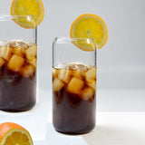 SISXSO 4 pcs 16 oz Glass Cups with Bamboo Lids and Straws-Glass Tumbler with Straw and Lid & Cleaning Brush,Iced Coffee Cups with Lids Ldeal for Smoothie Beer Cocktail Whiskey Tea Juice Gift
