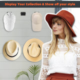 SISXSO 10 PCS Adhesive Hat Hooks for Wall, Strong Hold Hat Hangers, Minimalist Hat Rack Design, No Drilling, Hat Hooks for Baseball Caps, Hat Holder Organizer for Wall, Door, Closet, Office, Bedroom