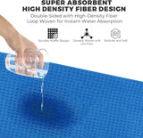 Pacote com 3 toalhas de golfe para bolsas com clipe e padrão waffle de microfibra, azul, preto e cinza, três dobras 