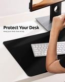 Protetor de couro para mesa, tapete para mesa de escritório, mouse pad grande, protetor de couro PU antiderrapante para mesa, almofada para mesa de laptop, almofada de escrita à prova d'água para escritório e casa (23,6" x 13,8", preto) 