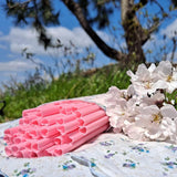 SISXSO Heart Shaped Pink Straws Disposable Drinking Cute Straw Individually Wrapped Pink Plastic Straw Valentines day Cocktail Birthday Party Bridal Shower Wedding Supplies