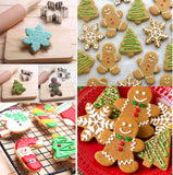 SISXSO Cookie Cutter Set - 5 Piece Holiday Cookies Molds - Snowman, Christmas Tree, Gingerbread Man, Candy Cane, Snowflake