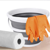 Balde dobrável para interior e exterior com alça, 10 litros, 2,6 galões, cinza e branco 