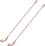 SISXSO Bar Spoon Cocktail Mixing Stirrers for Drink, Stainless Steel 12 Inches Long Handle, Silver 2 Pieces