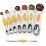 Conjunto de 8 colheres de medição magnéticas com ímãs N45 fortes, aço inoxidável resistente, cabe em potes de temperos de cozinha para assar e cozinhar, sem BPA, multicolorido 