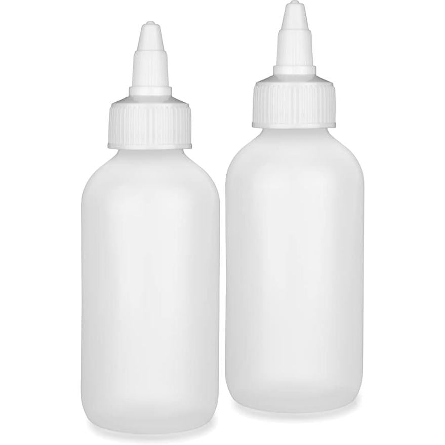 SISXSO Condiment Squeeze Bottles - 4 OZ Squirt Empty Bottles, Twist Top Cap, Leak Proof - Great for Ketchup, Mustard, Syrup, Sauces, Dressing, Oil, Arts and Crafts, BPA-FREE Plastic - Pack of 2