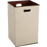 SISXSO Rectangular Foldable Laundry Basket Hamper, Beige,Brown