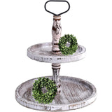 Bandeja em camadas Suporte para cupcakes Bandeja de 2 camadas Suporte para servir bolos Bandejas decorativas com alça, Suporte redondo rústico para cozinha, Bandejas de exposição de utensílios domésticos para festa 