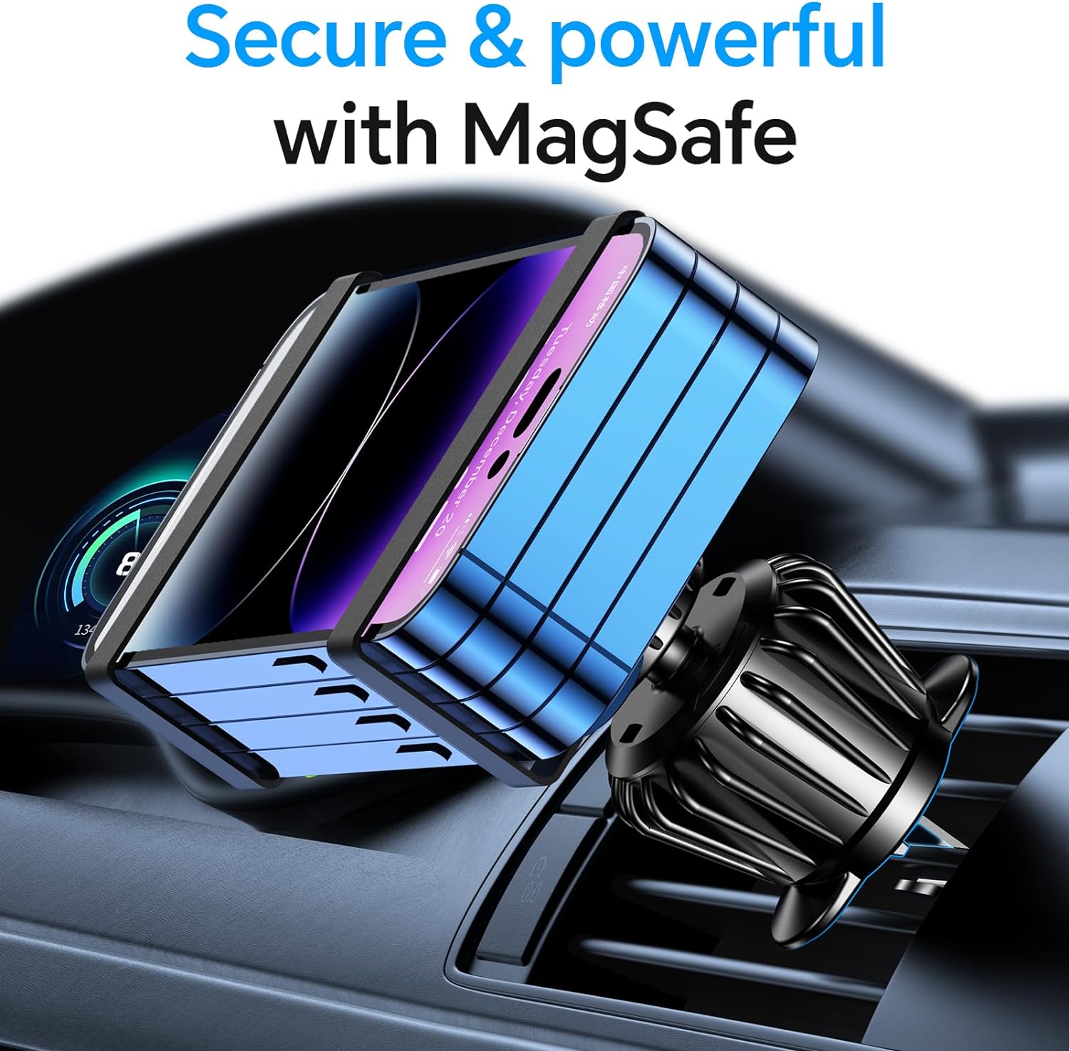 SISXSO Car Phone Mount for Magsafe,20 Strong Magnets, Magnetic Phone Holder for Car Dashboard,  360° Rotation Hands Free Mag Safe Phone Mount for Car Dash Fit 15 14 13 12 Pro Max Plus MagSafe Case