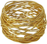 Conjunto de 12 argolas de guardanapo de malha redonda dourada 