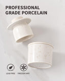 Pote de manteiga de porcelana, pote de manteiga francês para balcão, pote de manteiga com linha de água para manteiga fresca para barrar - branco salpicado 