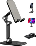 SISXSO Phone Stand, Adjustable Height and Angle Cell Phone Stand for Desk Foldable Holder, Taller Phone Stand Compatible 4-11 Inch All Mobile Phone/Pad/Tablet - Black