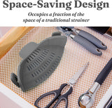 SISXSO Pot Strainer & Pasta Strainer - Adjustable Silicone Clip On Strainer for Pots, Pans, & Bowls- Kitchen Gadgets, Noodle Strainer, Food Strainer, Kitchen Gifts for Women, Gray