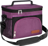 Bolsa de almoço isolada para mulheres/homens - Lancheira reutilizável para escritório, piquenique, caminhada, praia - Organizador de bolsa térmica à prova de vazamento com alça de ombro ajustável para adultos - Preto 