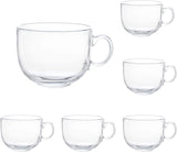 Canecas Jumbo de Vidro de 16oz com Alça para Café, Chá, Sopa, Copo Transparente para Beber, Conjunto de 6 