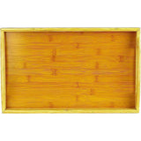 SISXSO Serving tray bamboo - wooden tray with handles - Great for dinner trays, tea tray, bar tray, breakfast Tray, or any food tray - good for parties or bed tray