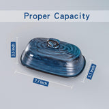 SISXSO Porcelain Butter Dish with Lid, Covered Butter Container with Handle Design for Countertop, Blue
