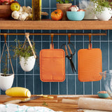 Conjunto de 2 suportes para panelas de silicone macio com nervuras, mel, 7"x9" 