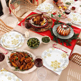 SISXSO 150 PCS Christmas Paper Plates and Napkins Set, Serve 50 Guests Christmas Snowflake Paper Plates, 9" Dinner Plates 7" Dessert Plates Napkins Disposable Tableware Set for Christmas Party Supplies