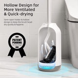 SISXSO Toilet Bowl Brush Holder Set: Bathroom Deep Cleaning Toilet Cleaner Scrubber Under Rim with Curved Bristle for Dead Corner Clean - Hidden Modern Rv Toilet Decorative Accessories with - White