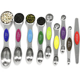 SISXSO Magnetic Measuring Spoons Set Stainless Steel with Leveler, Stackable Metal Tablespoon Measure Spoon for Baking, Measuring Cups and Spoon Set Kitchen Gadgets Apartment Essentials Fits in Spice Jars