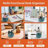 SISXSO Desk Pencil Pen Holder, 5 Slots 360°Degree Rotating Pen Organizers for Desk, Desktop Storage Stationery Supplies Organizer, Cute Pencil Cup Pot for Office, School, Home, Art Supply, Dark Green