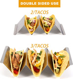 SISXSO Taco Holders Set of 6, Taco Stand, Stainless Steel Taco Holder, with Easy-Access Handle, Each Can Hold 2 To 3 Tortillas, Oven Safe for Baking, Dishwasher and Microwave Safety