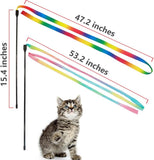 SISXSO 2 PCS Interactive Cat Rainbow Wand Toys, Interactive Cat Teaser Wand String, Colorful Ribbon Charmer for Cats and Kittens