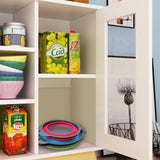 Conjunto de 3 escorredores dobráveis ​​de silicone redondos para cozinha - 2 peças de 4 litros e 1 peça de 2 litros - para escorrer massas, vegetais e frutas (verde, azul, roxo) 