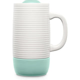 SISXSO 18oz Ceramic Travel Mug with Handle, Splash-Resistant Slider Lid and Built-in Coaster, for Coffee and Tea, BPA Free, Dishwasher Safe, Holiday Gift Her Him