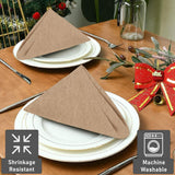 SISXSO Cloth Napkins Set of 12, 18x18 Reusable Napkins Cloth Washable, Soft & Durable Table Napkins, Polycotton Chambray Dinner Napkins for Parties, Christmas, Thanksgiving, Weddings - Sand