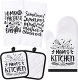 SISXSO 5 Pcs Nana Kitchen Set Includes 2 Pieces Nana Dish Towels 2 Pieces Nana Oven Pads Pot Holder Nana Oven Mitt Nana Gift for Home Birthday Kitchen Cooking Baking (Nana Style)