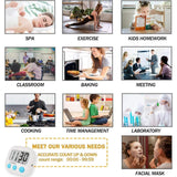 Pacote com 6 temporizadores digitais de cozinha para cozinhar dígitos grandes, alarme alto, suporte magnético, temporizadores de cozimento para assar, branco 