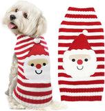 SISXSO Dog Christmas Sweater Xmas Pet Clothes Cute Striped Santa Claus Costume Holiday Puppy Cat Jumpers Outfits New Year Gifts for Small Medium Large Dogs (L, Red White Stripe Santa Claus)