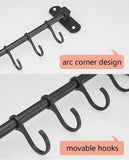 Prateleira de utensílios de cozinha, trilho de alumínio para pendurar, com 10 ganchos e 2 parafusos para armário de cozinha, armário de banheiro, bar, quarto, montagem na parede (23,6 polegadas) 