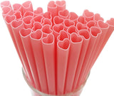 SISXSO Heart Shaped Pink Straws Disposable Drinking Cute Straw Individually Wrapped Pink Plastic Straw Valentines day Cocktail Birthday Party Bridal Shower Wedding Supplies