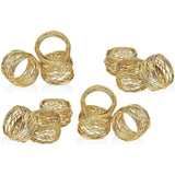 Conjunto de 12 argolas de guardanapo de malha redonda dourada 