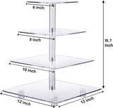 Suporte para cupcakes de 4 camadas, torre de acrílico com luz LED, suporte premium, torre de árvore de sobremesa para decoração de bar, casamentos, festas e eventos (luz amarela) 