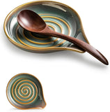 Descanso de colher, grande suporte de colher de cerâmica para fogão, descanso de colher de cozinha resistente ao calor para decoração de balcão de cozinha, 5 polegadas (cinza) 