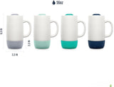 SISXSO 18oz Ceramic Travel Mug with Handle, Splash-Resistant Slider Lid and Built-in Coaster, for Coffee and Tea, BPA Free, Dishwasher Safe, Holiday Gift Her Him