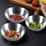 SISXSO 8 Pack 3.2inch Stainless Steel Sauce Dishes Mini Individual Saucers Bowl Round Seasoning Dishes Sushi Dipping Bowl Appetizer Plates, Sliver