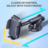 SISXSO Phone Mount for Car, [ Off-Road Level Suction Cup Protection ] 3in1 Long Arm Suction Cup Holder Universal Cell Phone Holder Mount Dashboard Windshield Vent Compatible with All Smartphones