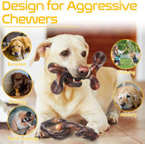 SISXSO Dog Toys, 3 Pack Indestructible Dog Chew Toys for Aggressive Chewers, Durable Tough Nylon Real Bacon Flavor Teething Chew Toys for Large Medium Small Dog Breeds (Brown1)